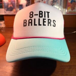 Bit Ballers Trucker Hat Teal Pink White Mesh Snapback Topps Insert Inspired